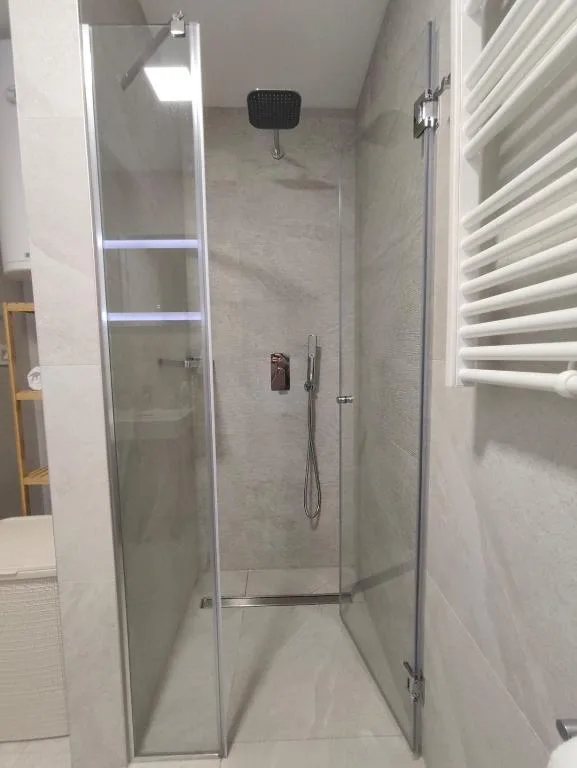 Tuš kabina u kupatilu apartmana Pine & Peak